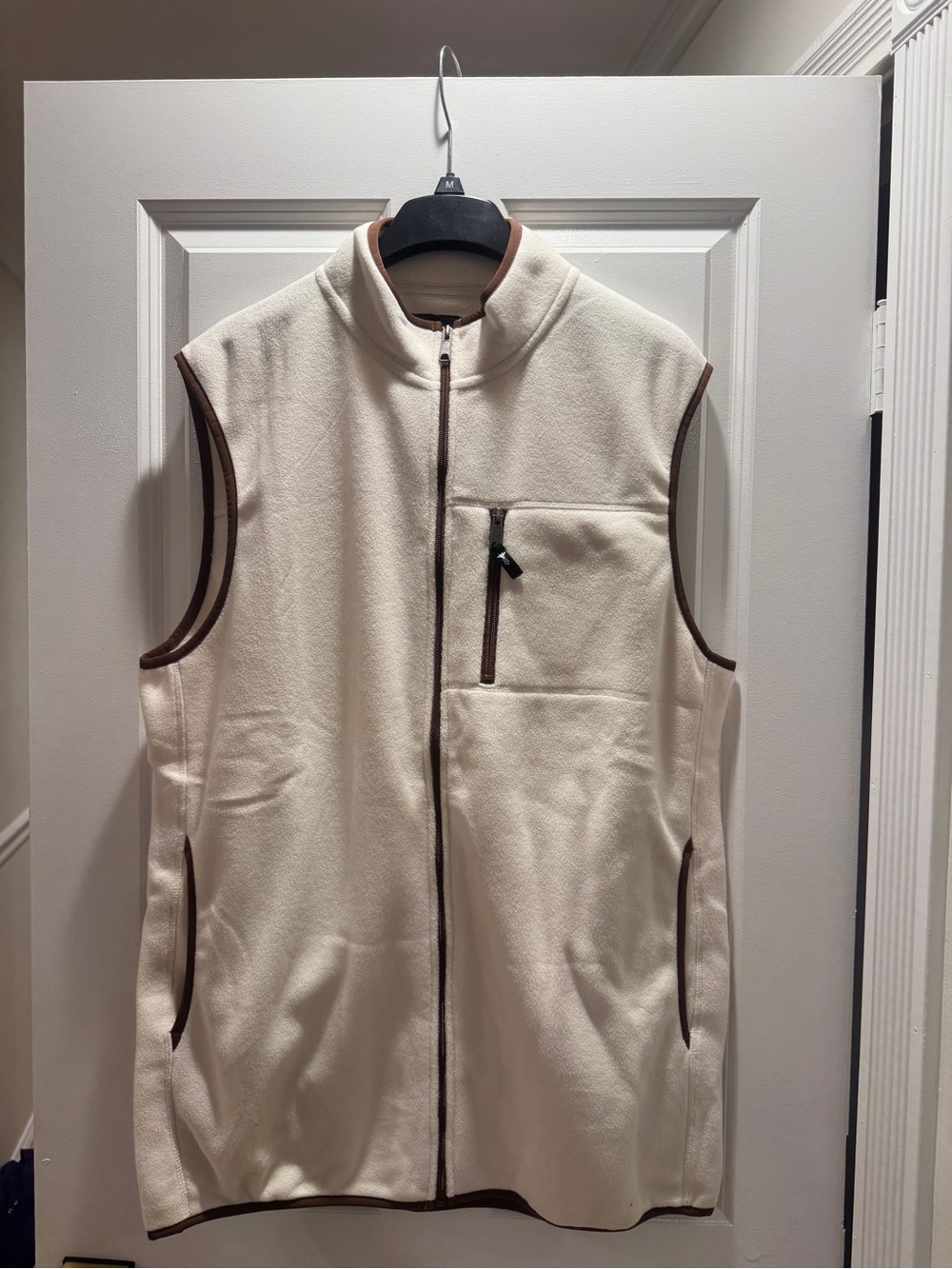 Men's Cream Fleece Vest big & tall